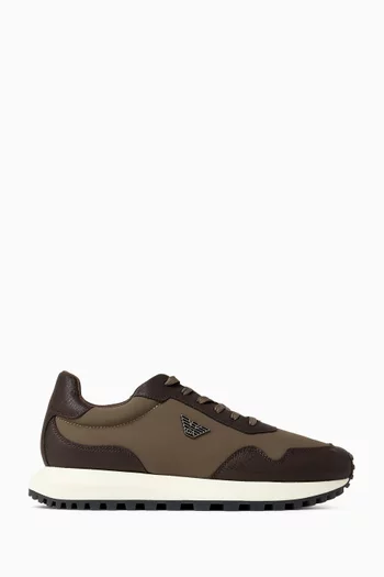 Micro Logo Sneakers in Saffiano Leather