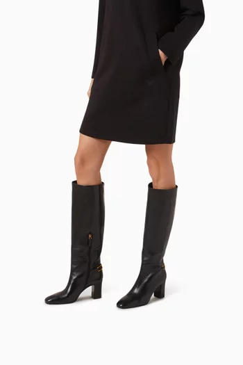 Eagle-plate Knee-high Boots in Nappa Leather