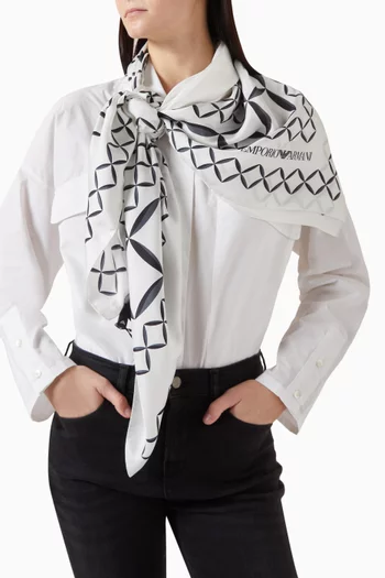 Geometric-print Square Scarf in Silk