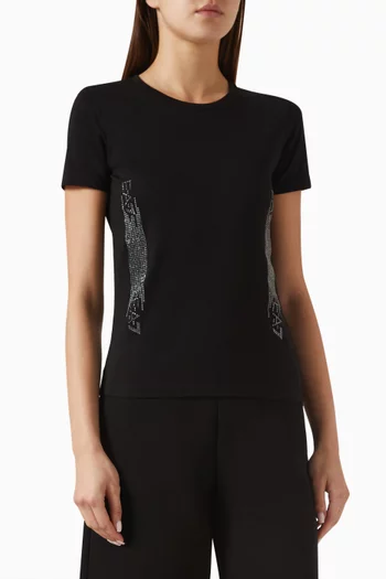 Rhinestone Logo T-shirt in Cotton Jersey