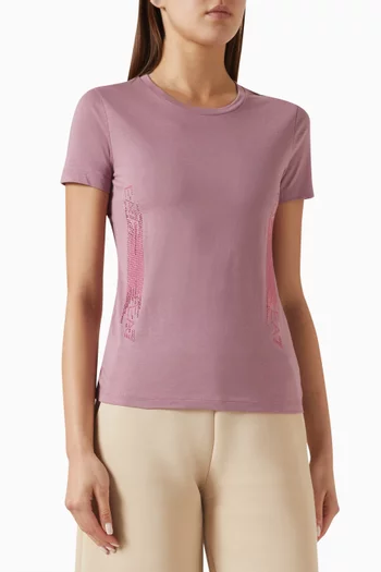 Rhinestone Logo T-shirt in Cotton Jersey