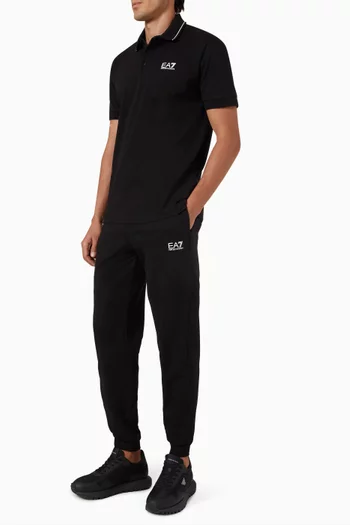 EA7 Logo Polo Shirt in Cotton Piqué