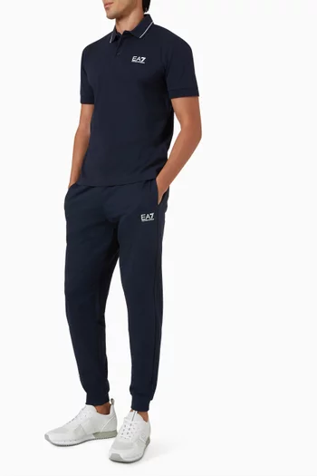 EA7 Logo Polo Shirt in Cotton Piqué