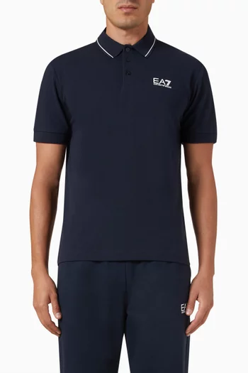 EA7 Logo Polo Shirt in Cotton Piqué