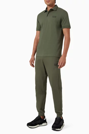 EA7 Logo Polo Shirt in Cotton Piqué