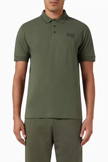 EA7 Logo Polo Shirt in Cotton Piqué