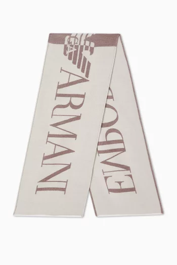 Macro Logo Scarf in Wool-blend