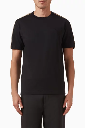 Check-trimmed T-shirt in Cotton