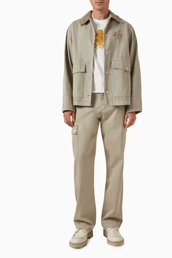 Check-trimmed T-shirt in Cotton