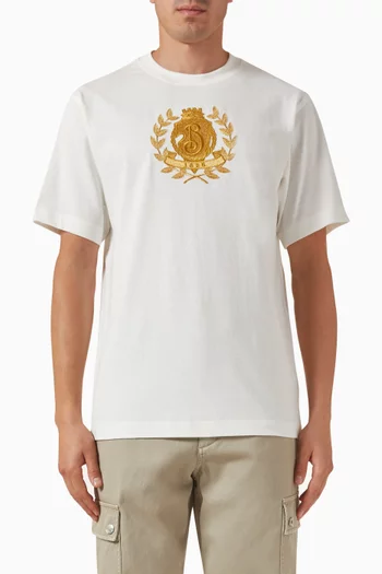 Check-trimmed T-shirt in Cotton