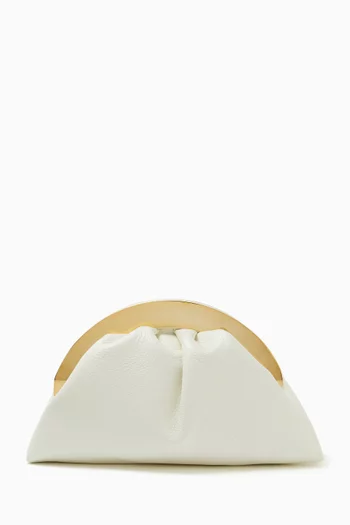 Oversized Pouch Bag in Grained Leather