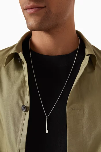 Arabic Letter "Seen" Diamond Pendant Necklace in Sterling Silver
