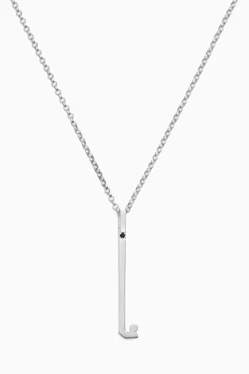 Arabic Letter "Noon" Diamond Pendant Necklace in Sterling Silver