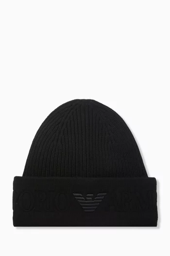 Macro Logo Beanie in Wool