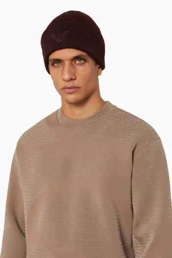 Macro Logo Beanie in Wool