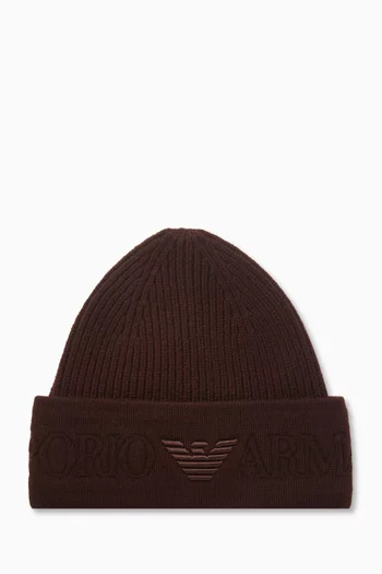 Macro Logo Beanie in Wool