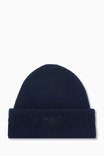 Macro Logo Beanie in Wool
