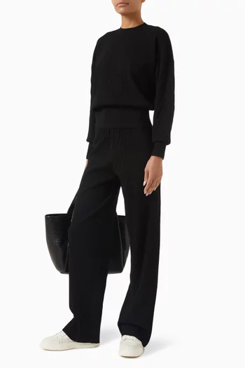 Straight-leg Flared Pants in Cable-knit