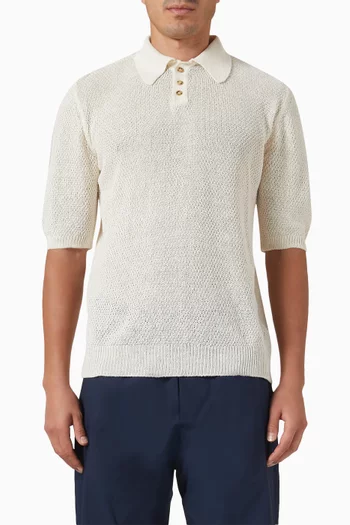 Polo Sweater in Linen Knit