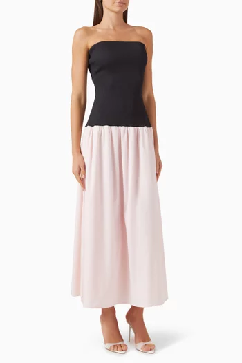 Amyra Maxi Dress in Poplin & Jersey