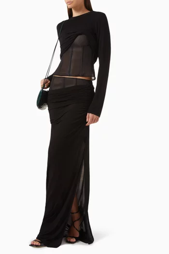 Coiled Corset Maxi Skirt in Jersey