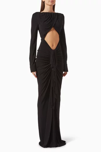 Bateau Disconnect Maxi Dress in Jersey