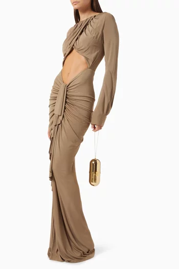 Bateau Disconnect Maxi Dress in Jersey