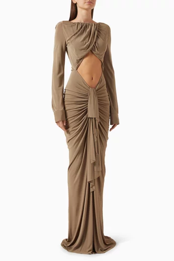 Bateau Disconnect Maxi Dress in Jersey