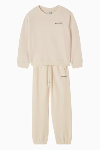 بنطال رياضي بشعار الماركة بخط سيريف صوف قطني