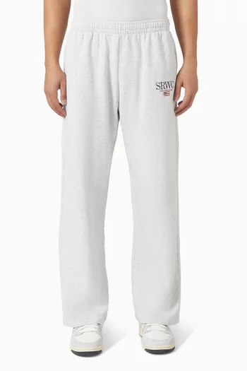 Nautical Embroidered Wide Sweatpants in Cotton