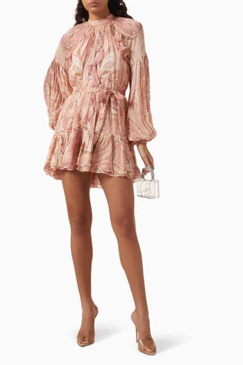 Ruffle Belted Mini Dress in Viscose