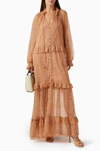 Ruffle Maxi Dressi in Lace