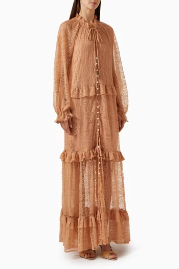 Ruffle Maxi Dressi in Lace