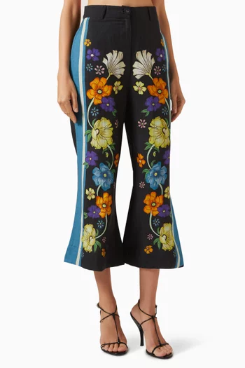 Fleur Cropped Pants in Linen-cotton