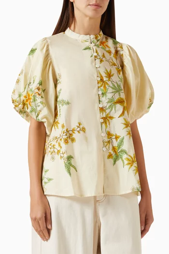 Saarinen Puff-sleeve Blouse in Cotton