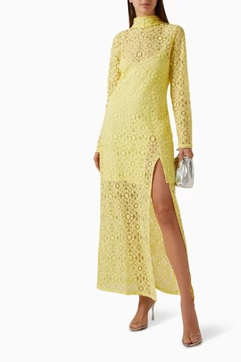 Slit Midi Dress in Lace