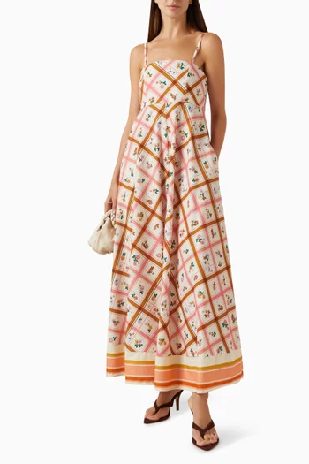 Tartan Slip Maxi Dress in Cotton