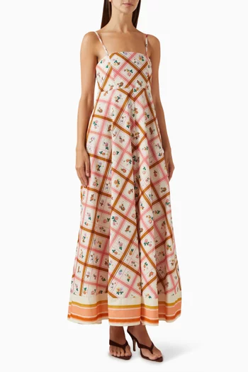 Tartan Slip Maxi Dress in Cotton