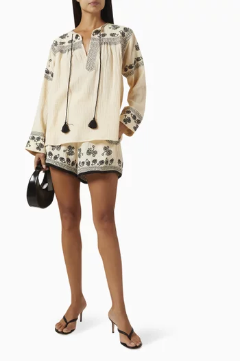 Kaisa Embroidered Shorts in Cotton