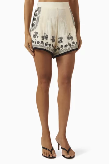 Kaisa Embroidered Shorts in Cotton
