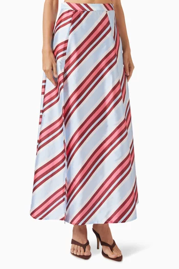 Striped Circle Skirt in Taffeta