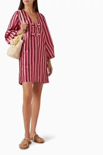 Stripe Shift Mini Dress in Taffeta