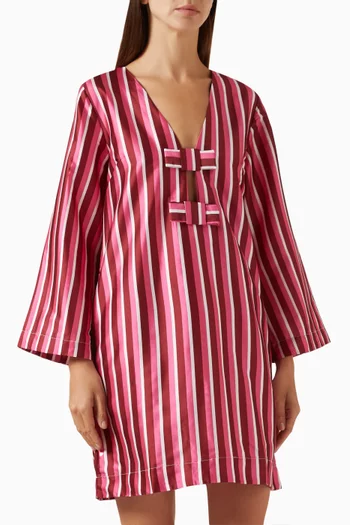 Stripe Shift Mini Dress in Taffeta