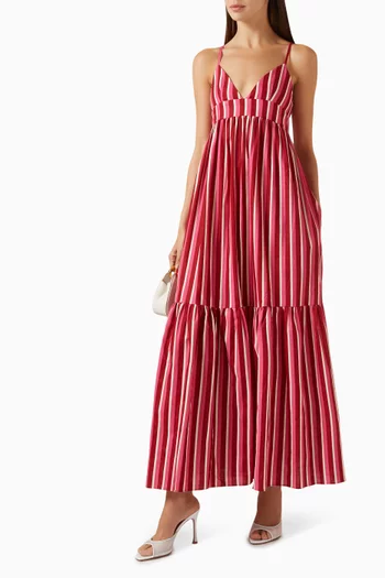 Stripe Empire-waist Maxi Dress in Cotton