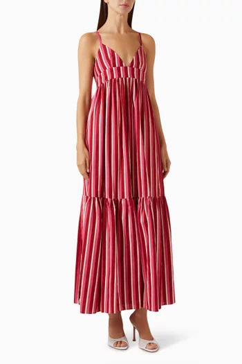 Stripe Empire-waist Maxi Dress in Cotton