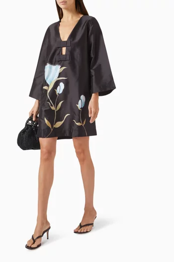 Tulips Shift Mini Dress in Taffeta