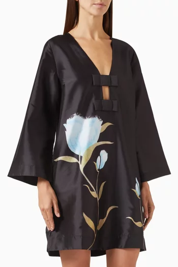 Tulips Shift Mini Dress in Taffeta