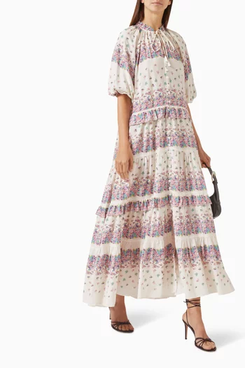 Parker Ruffle Midi Dress in Rayon