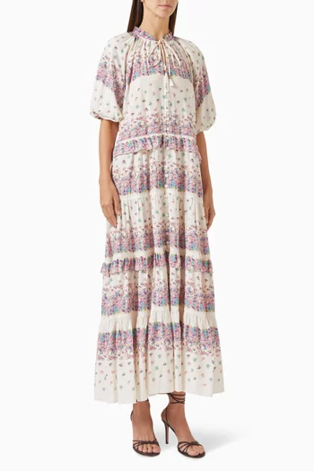 Parker Ruffle Midi Dress in Rayon