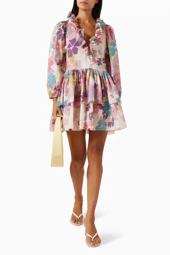 Parker Frill Mini Dress in Cotton Voile